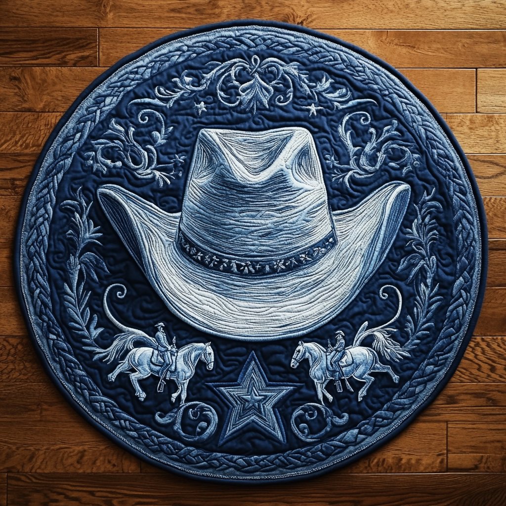 Western Whirl Round Mat Rug - washable non-slip printed rug