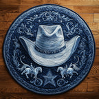 Western Whirl Round Mat Rug - washable non-slip printed rug