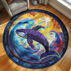 Whale Bay Round Mat Rug - washable non-slip printed rug