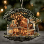 Whimsical Library Christmas Ornament