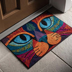 Whimsical Cat Doormat - Cute Animal Design | Printed Welcome Doormat