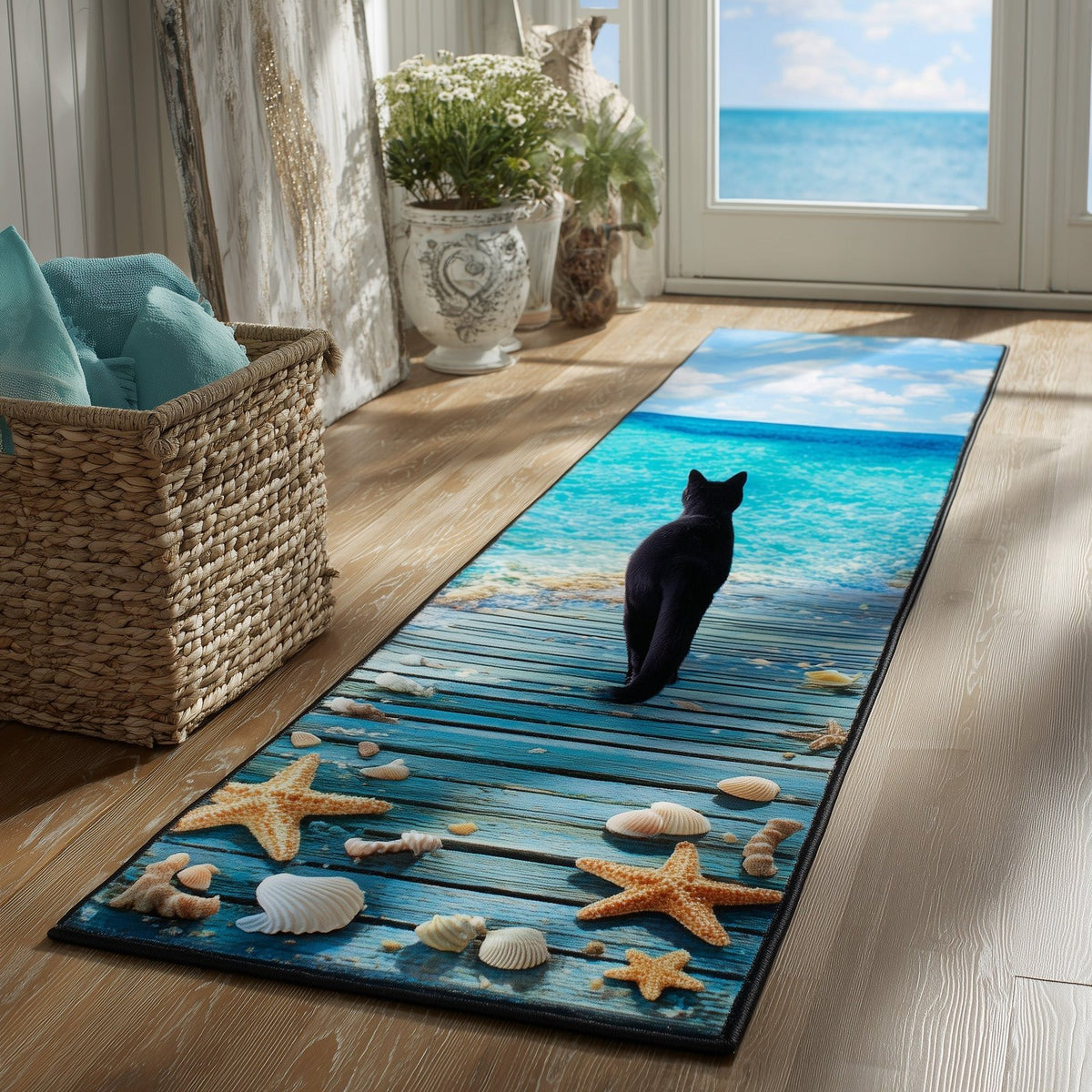 Whimsical Cat Runner Rug - Cute Pet Design | Animal Printed Runner Rug