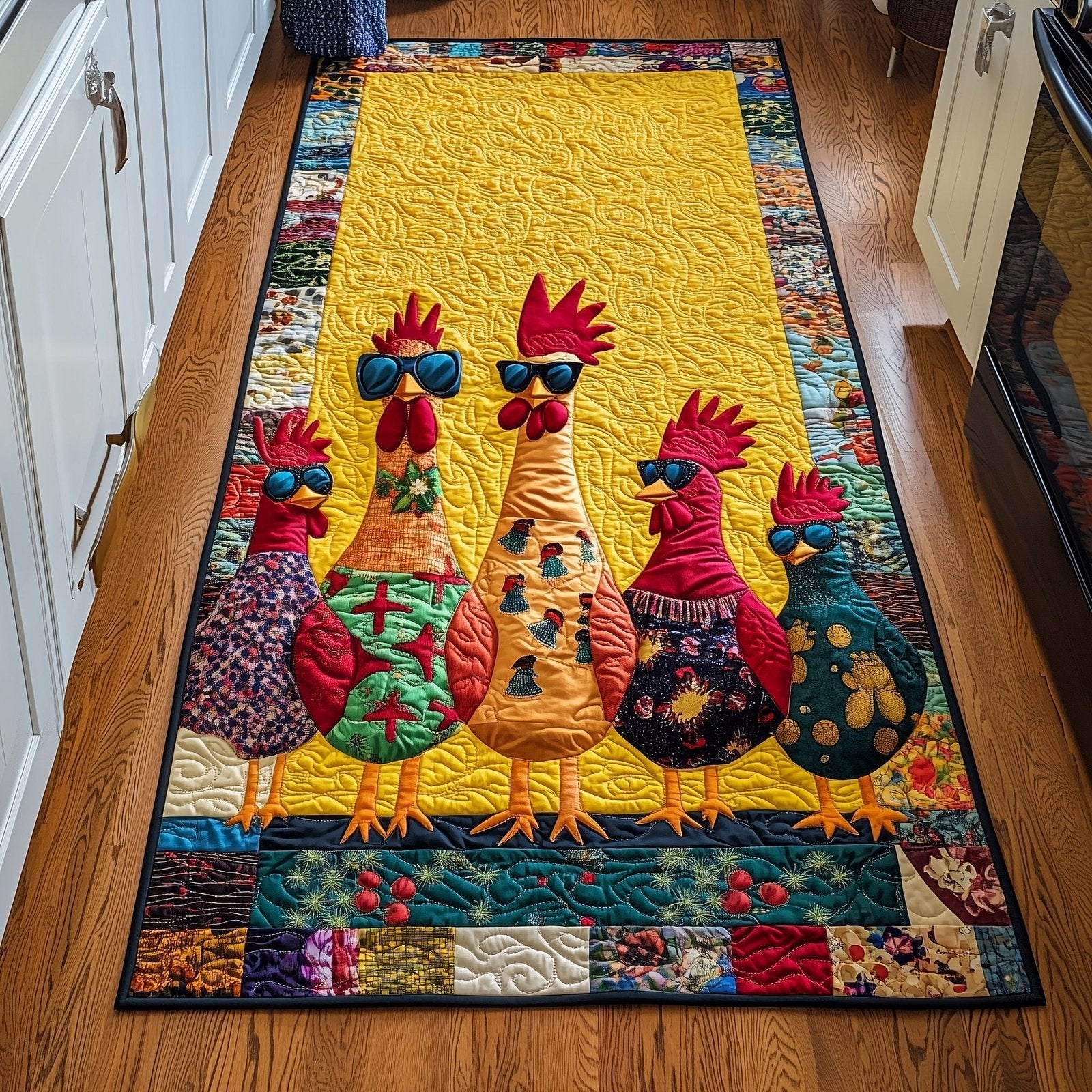 Whimsical Chicken Runner Rug - Nature Design | Serene Runner Rug