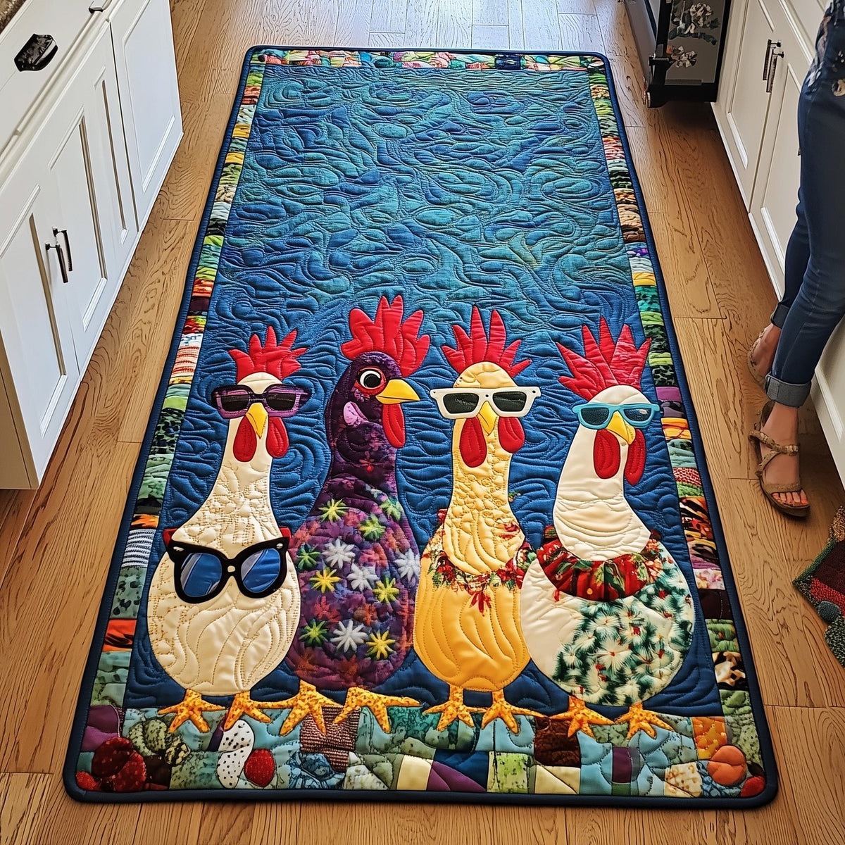 Whimsical Chicken Runner Rug - Nature Design | Serene Runner Rug