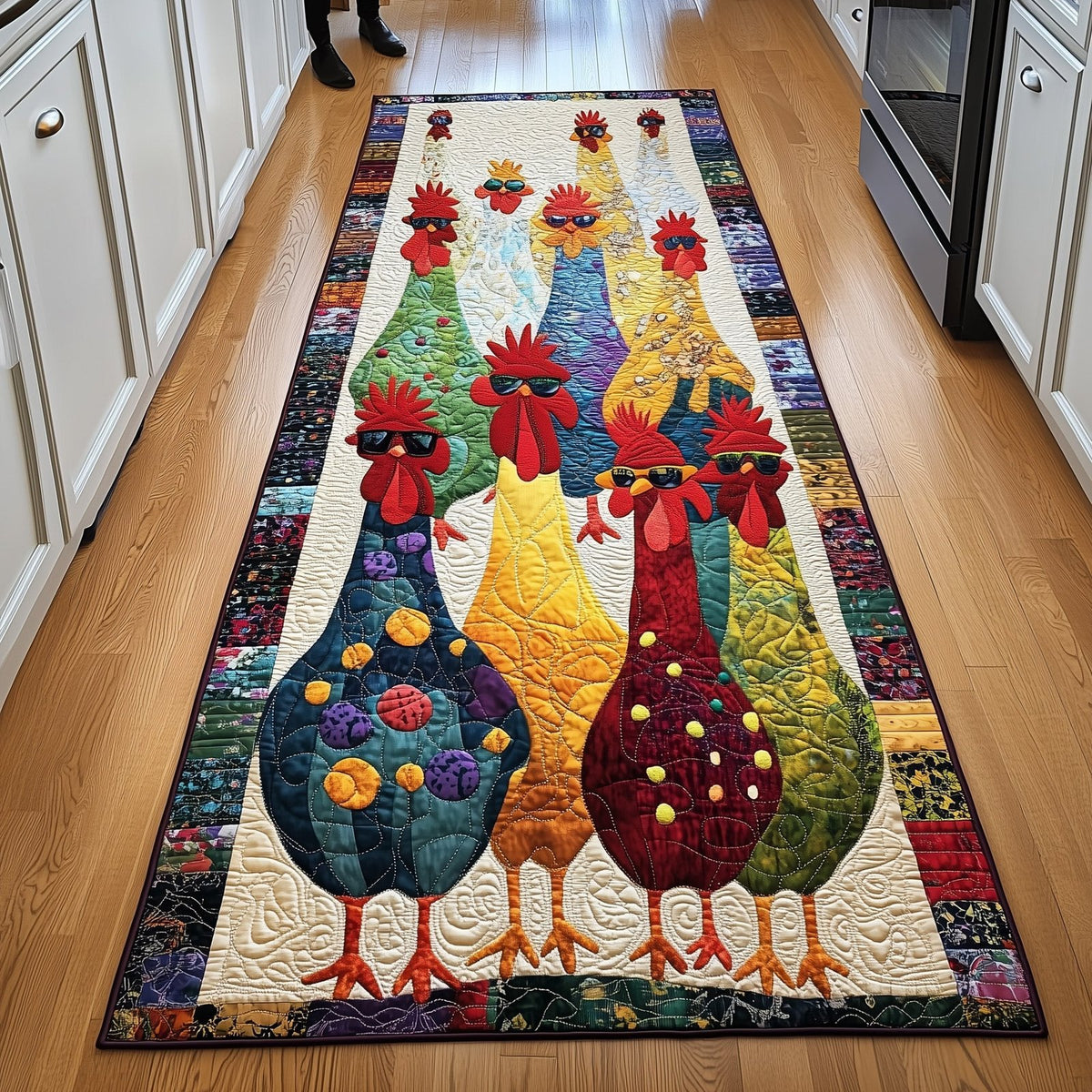 Whimsical Chicken Runner Rug - Nature Design | Serene Runner Rug