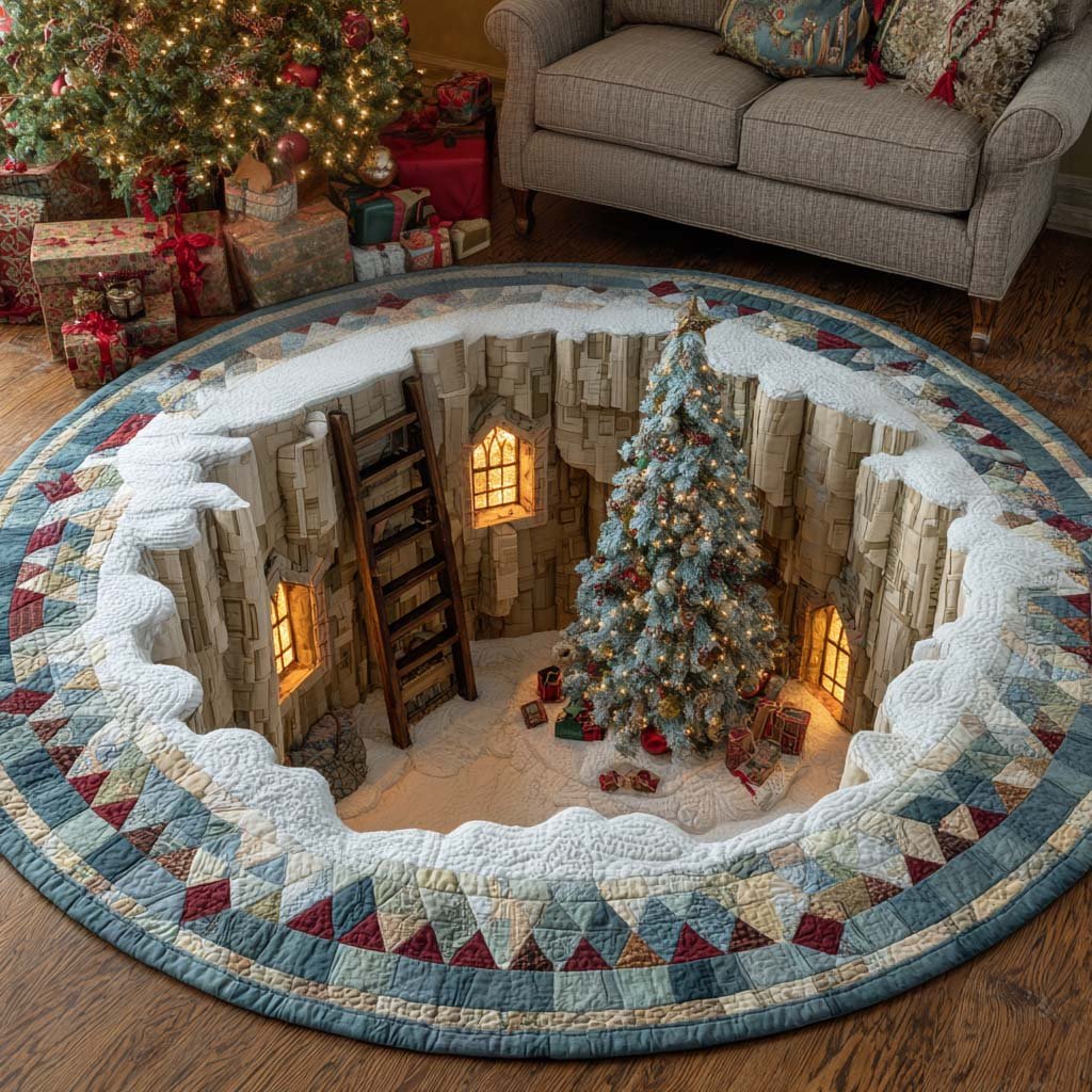 Whimsical Depth Round Mat Rug - washable non-slip printed rug