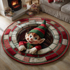 Whimsical Elf Round Mat Rug - washable non-slip printed rug