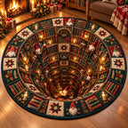 Whimsical Gnome Round Mat Rug - Nature Design | Serene Home Decor - washable non-slip printed rug