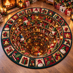 Whimsical Gnome Round Mat Rug - Nature Design | Nature Round Area Rug - washable non-slip printed rug