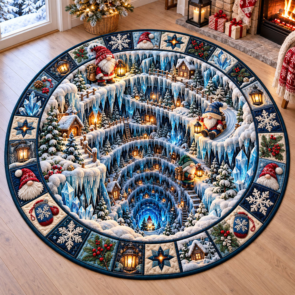 Whimsical Gnome Round Mat Rug - Nature Design | Nature Round Bedroom Rug - washable non-slip printed rug