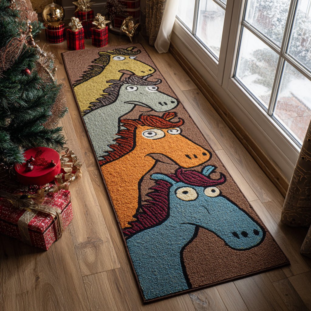 Whimsical Horse Humor Runner Carpet Runner Rug - Cute Pet Design | Animal Printed Runner Rug