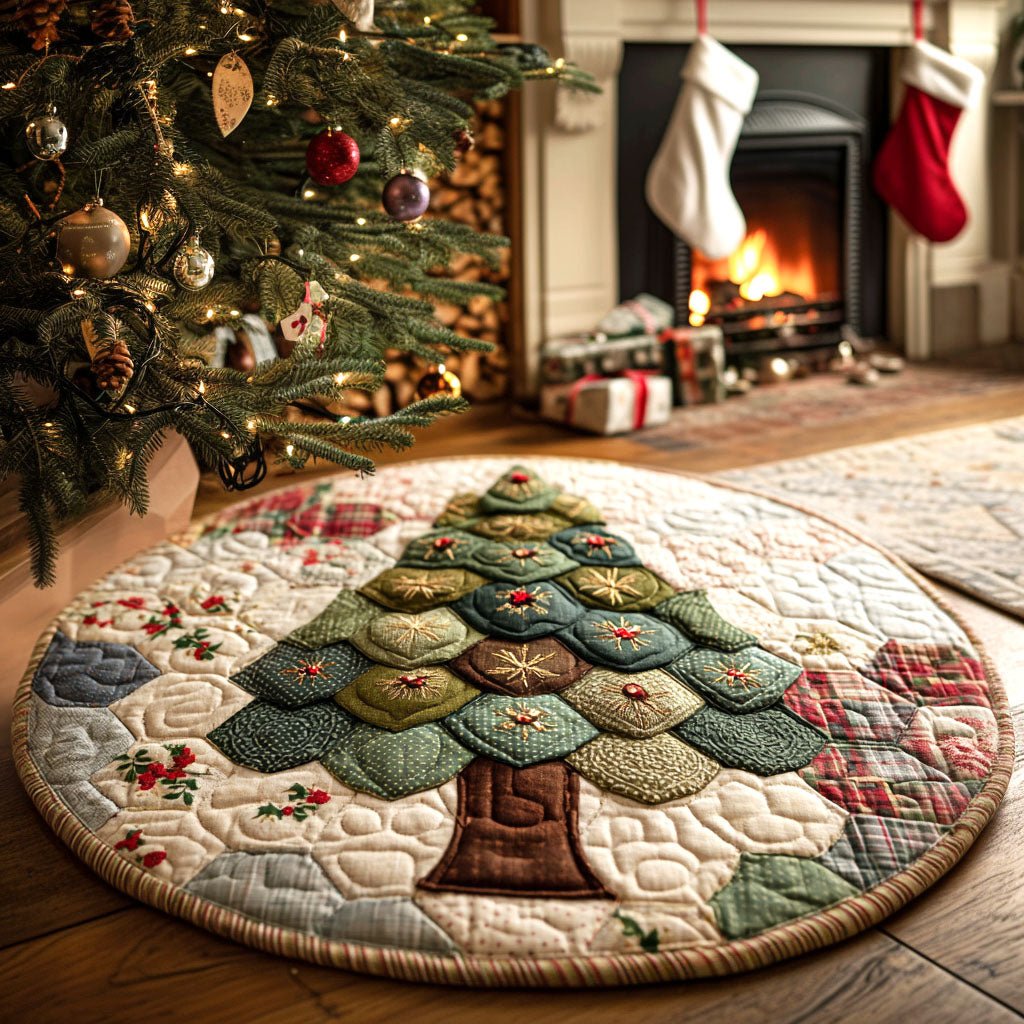 Whimsical Pine Round Mat Rug - washable non-slip printed rug