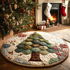 Whimsical Pine Round Mat Rug - washable non-slip printed rug