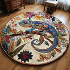 Whimsical Scales Round Mat Rug - washable non-slip printed rug