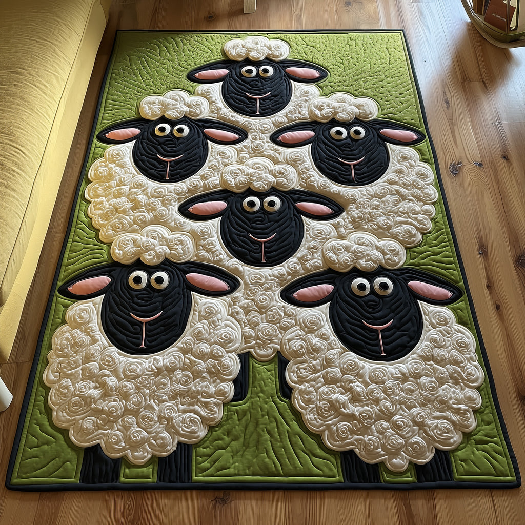Whimsical Sheep area rug in a living room