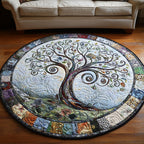 Whimsical Swirl Tree Round Mat Rug - washable non-slip printed rug
