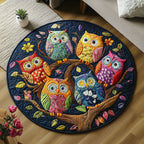 Whimsical Watchers Round Mat Rug - washable non-slip printed rug