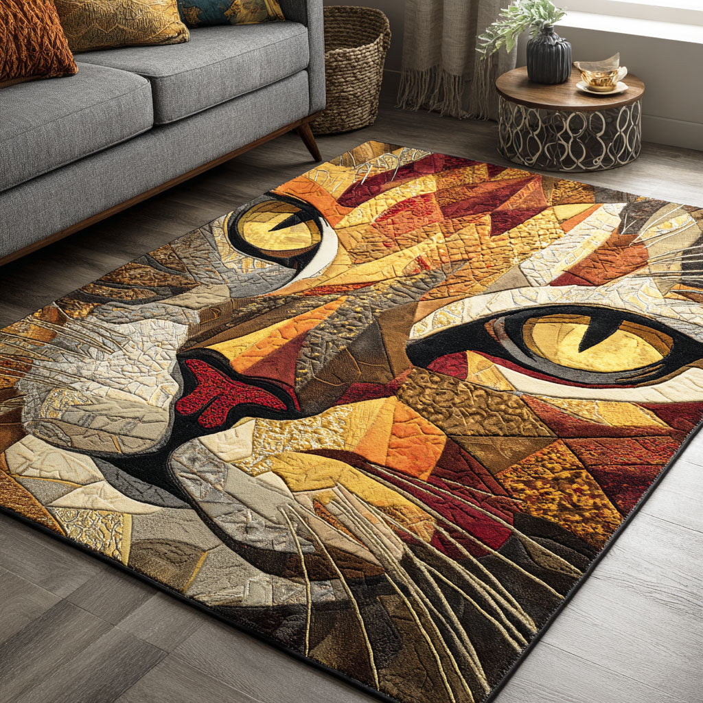 Whimsy Whiskers area rug in a living room