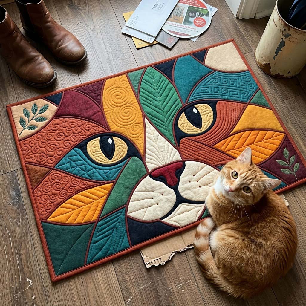 Whiskered Blooms Doormat - Nature Design | Nature Front Door Mat - washable non-slip printed rug