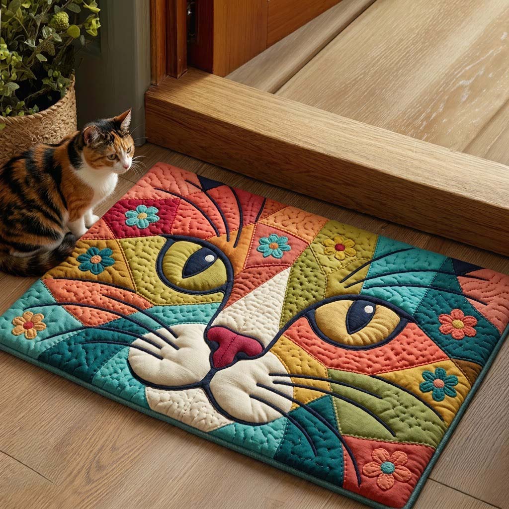 Whiskered Blooms Doormat - Nature Design | Nature Entry Mat - washable non-slip printed rug