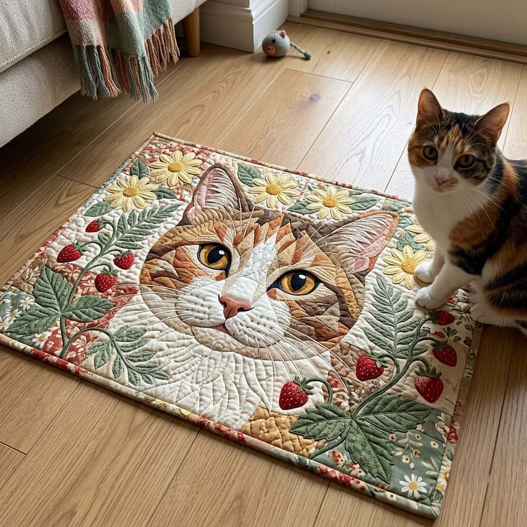 Whiskered Blooms Doormat - Nature Design | Nature Porch Mat - washable non-slip printed rug