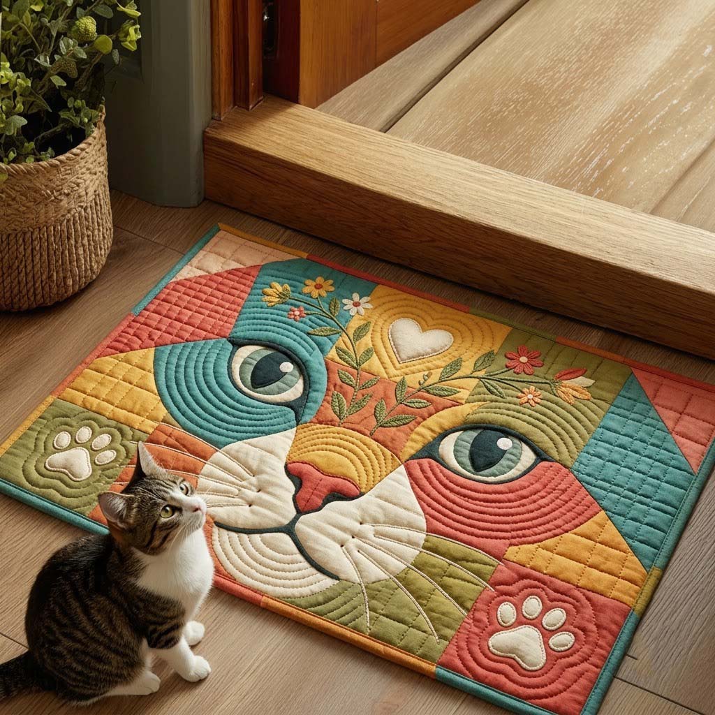 Whiskered Blooms Doormat - Nature Design | Nature Indoor Door Mat - washable non-slip printed rug