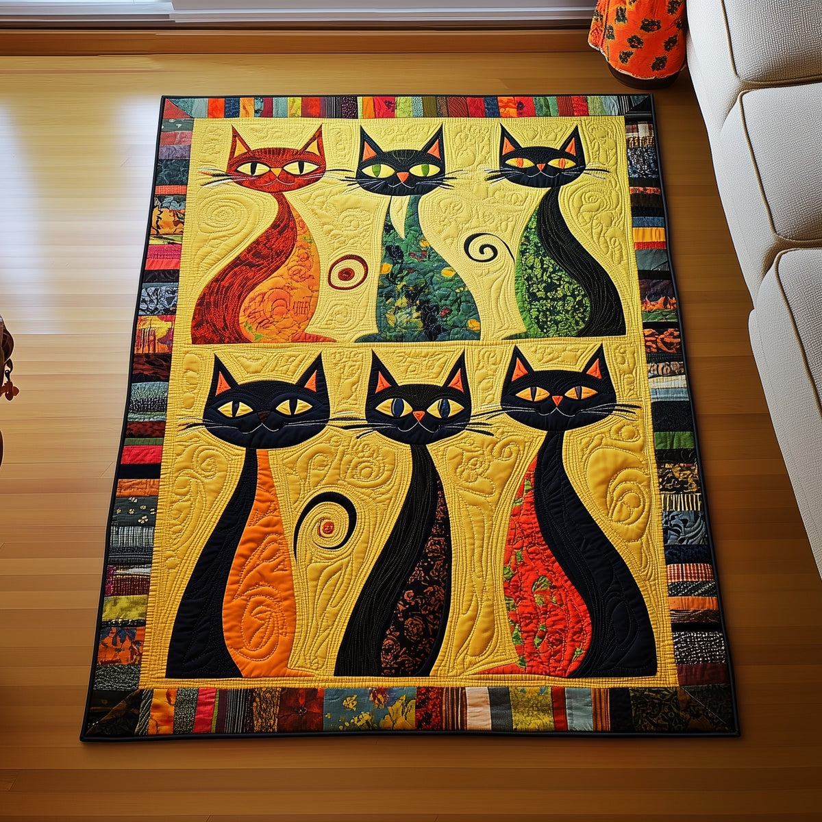 Whiskered Companion area rug in a living room