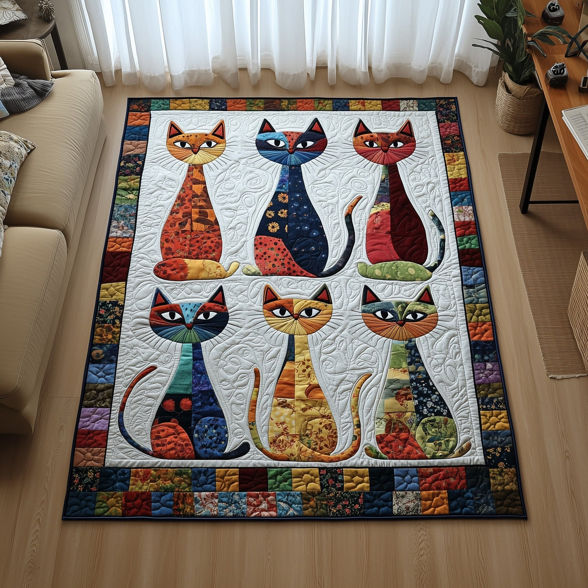 Whiskered Companion area rug in a living room