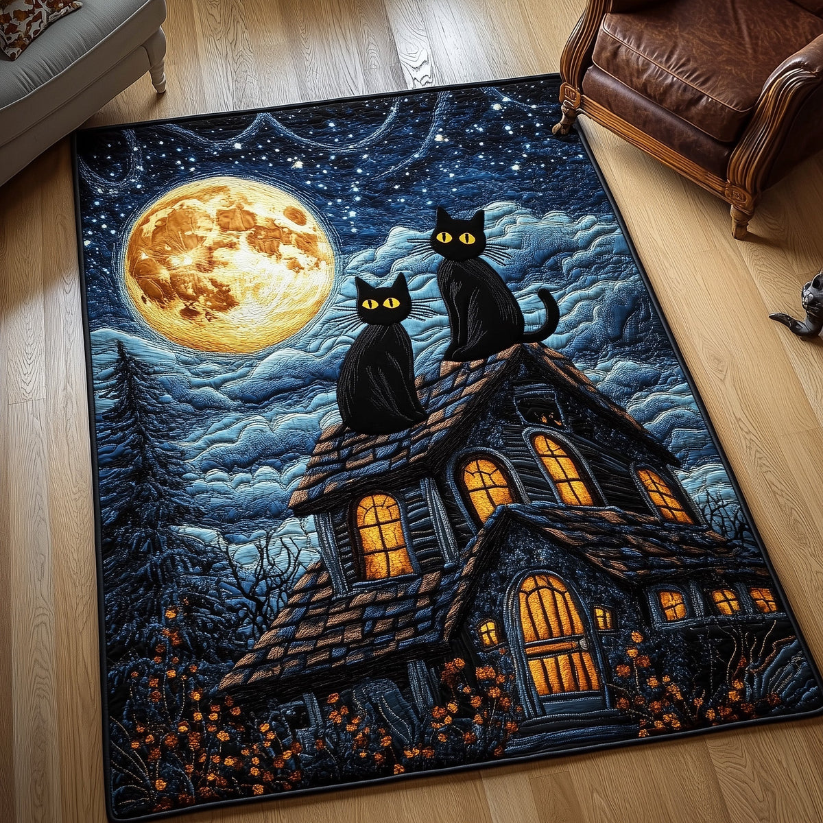 Whiskered Companion area rug in a living room