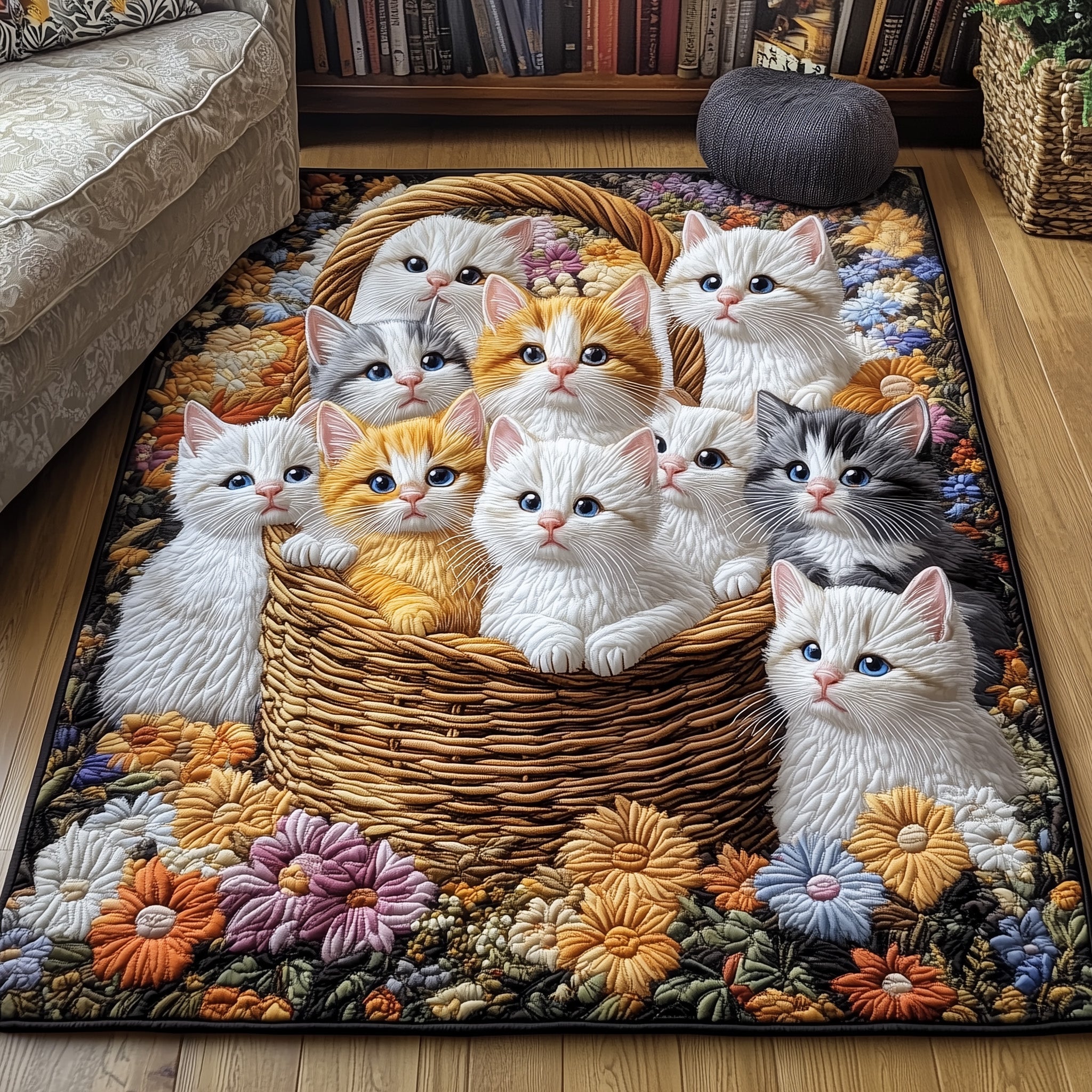 Whiskered Companion area rug in a living room