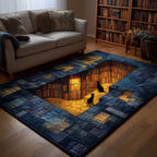 Whiskered Library area rug in a living room
