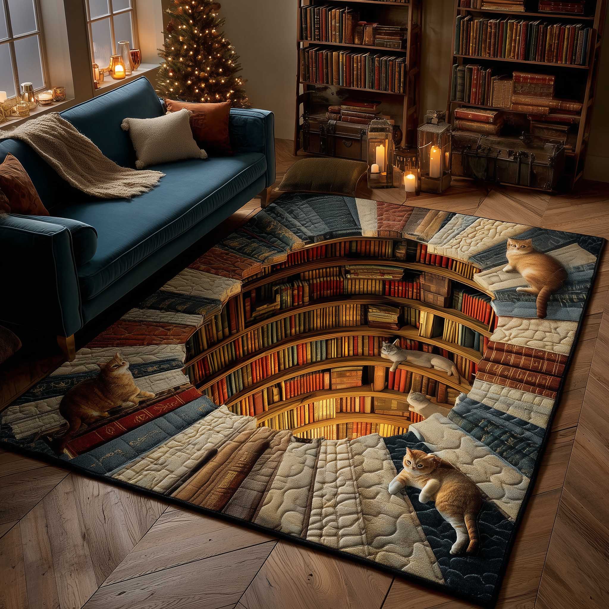 Whiskered Library area rug in a living room