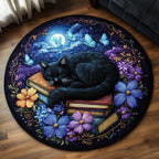 Whiskered Wonder Round Mat Rug - washable non-slip printed rug