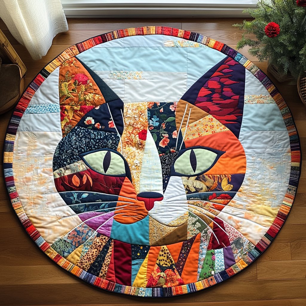 Whiskers And Paws Round Mat Rug - washable non-slip printed rug