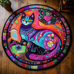 Whiskers And Paws Round Mat Rug - Nature Design | Serene Home Decor