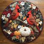 Whispering Cardinal Round Mat Rug - washable non-slip printed rug