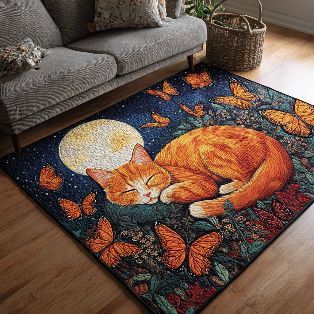 Whispering Cat area rug in a living room