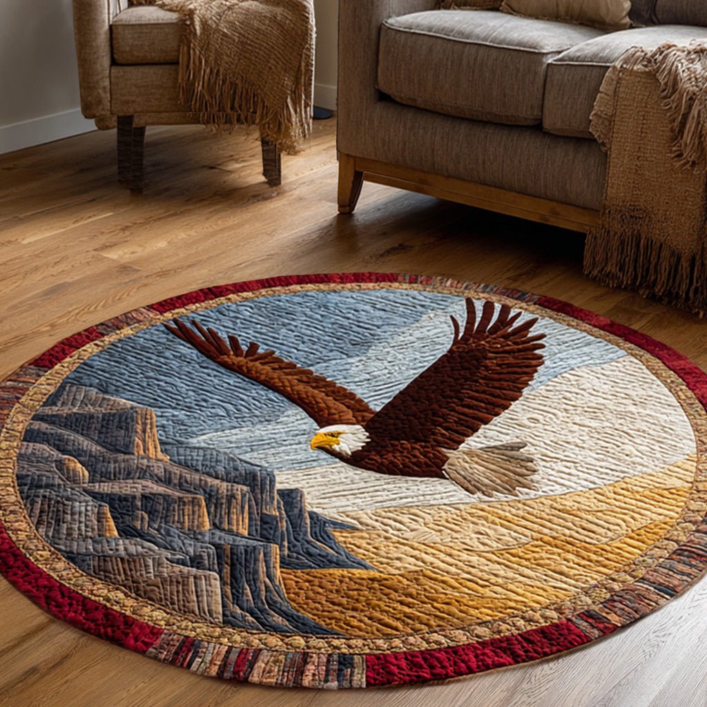 Whispering Eagle Round Mat Rug - washable non-slip printed rug