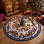 Whispering Pines Snow Round Mat Rug - washable non-slip printed rug