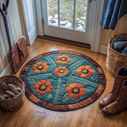 Whispering Poppy Path Round Mat Rug - washable non-slip printed rug