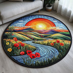 Whispering Streams Round Mat Rug - washable non-slip printed rug