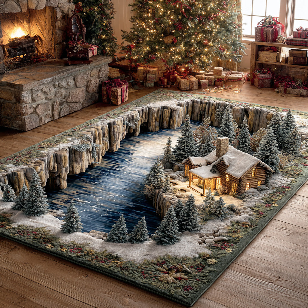 Whispering Timber Forest area rug in a living room