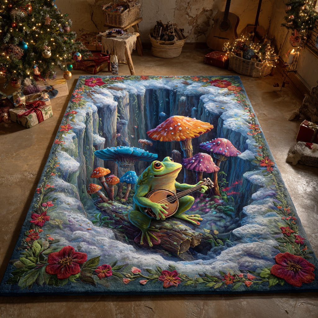 Whispering Toadstool Path area rug in a living room