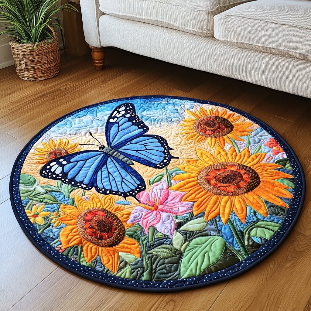 Whispering Wings Round Mat Rug - Nature Design | Serene Home Decor