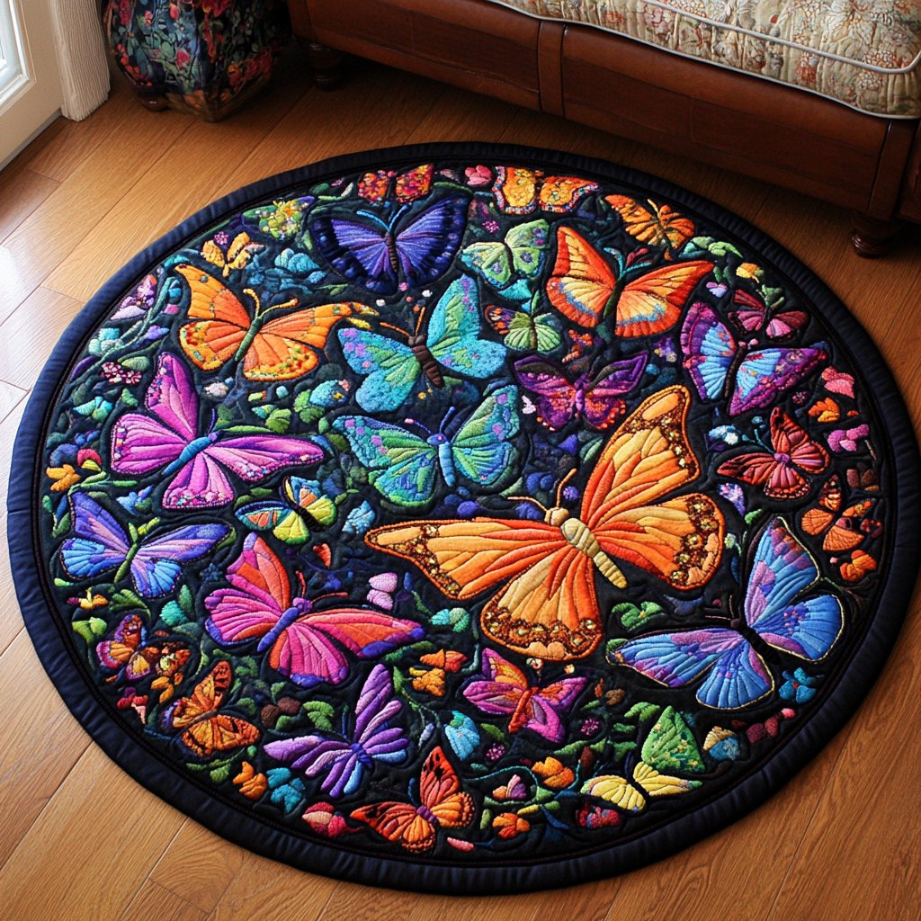 Whispering Wings Round Mat Rug - Nature Design | Serene Home Decor