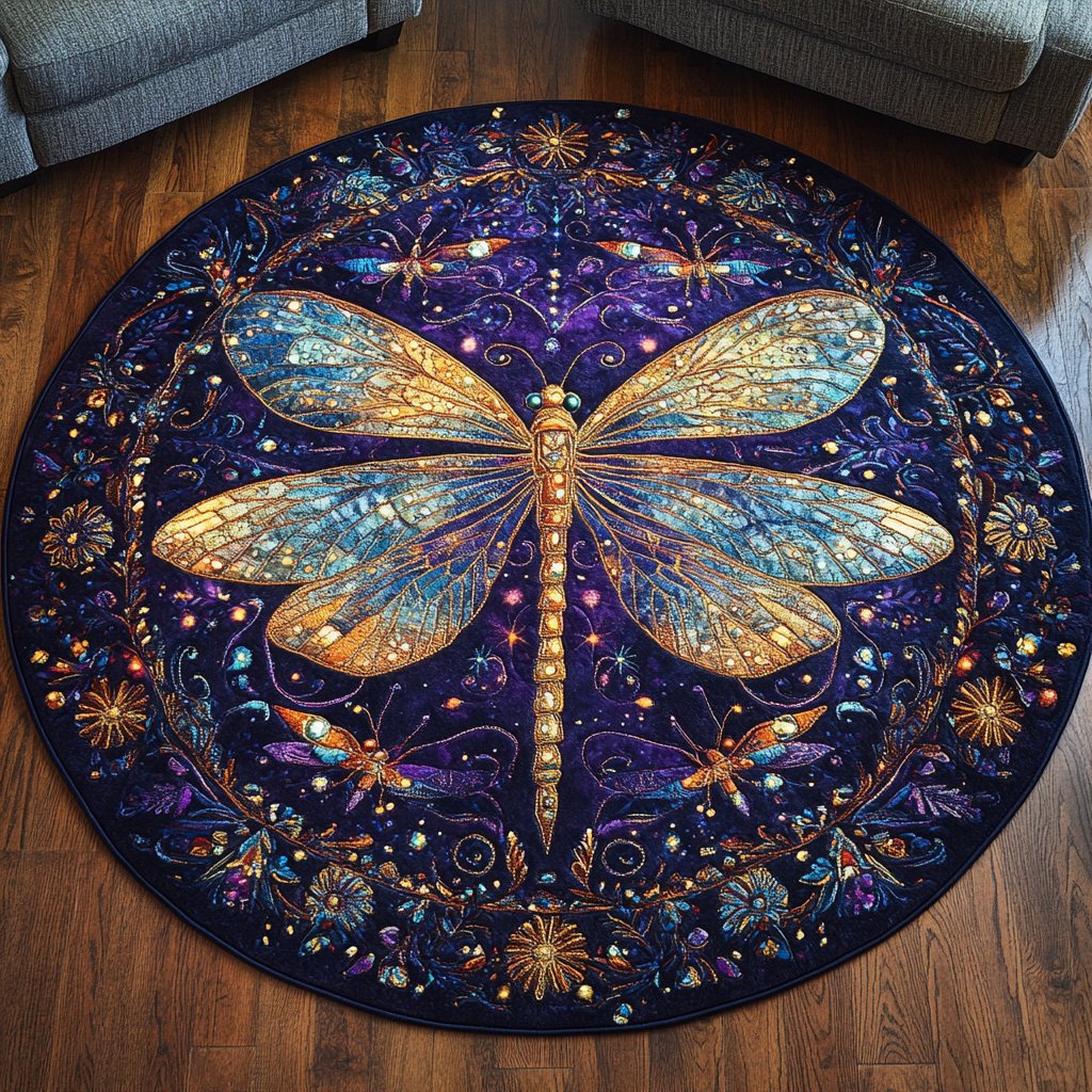 Whispering Wings Round Mat Rug - Nature Design | Serene Home Decor