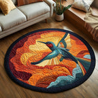 Whispering Wings Round Mat Rug - Nature Design | Serene Home Decor