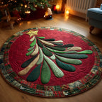 Whispering Winter Pines Round Mat Rug - washable non-slip printed rug