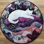 White Velvet Round Mat Rug - washable non-slip printed rug