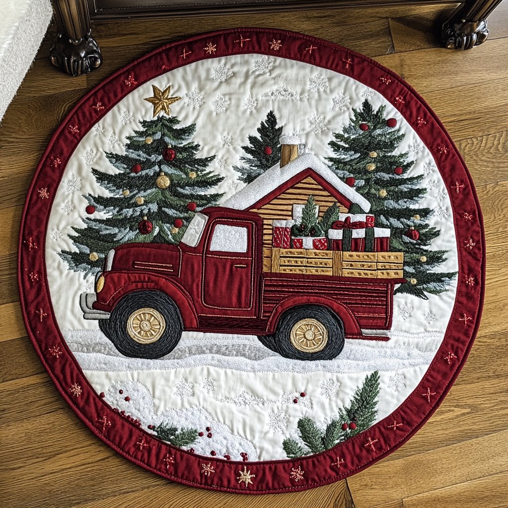 White Winter Wonderland Round Mat Rug - washable non-slip printed rug